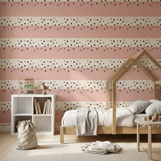 Abstract Wallpaper Polka Dots Blush Pink Decorative Mural