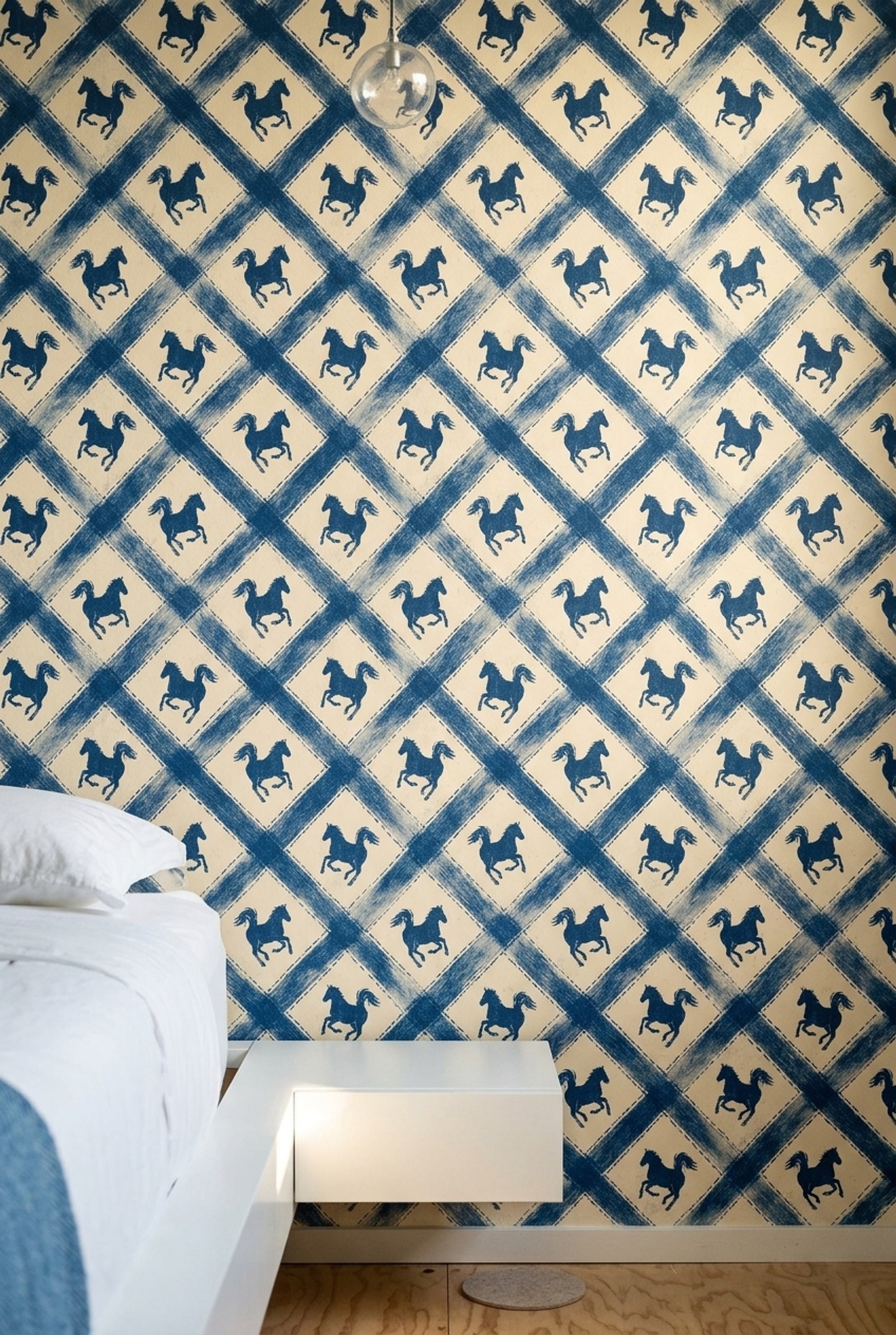 Equestrian Wallpaper Horse Silhouettes Geometric Diamonds Removable Wall Decor