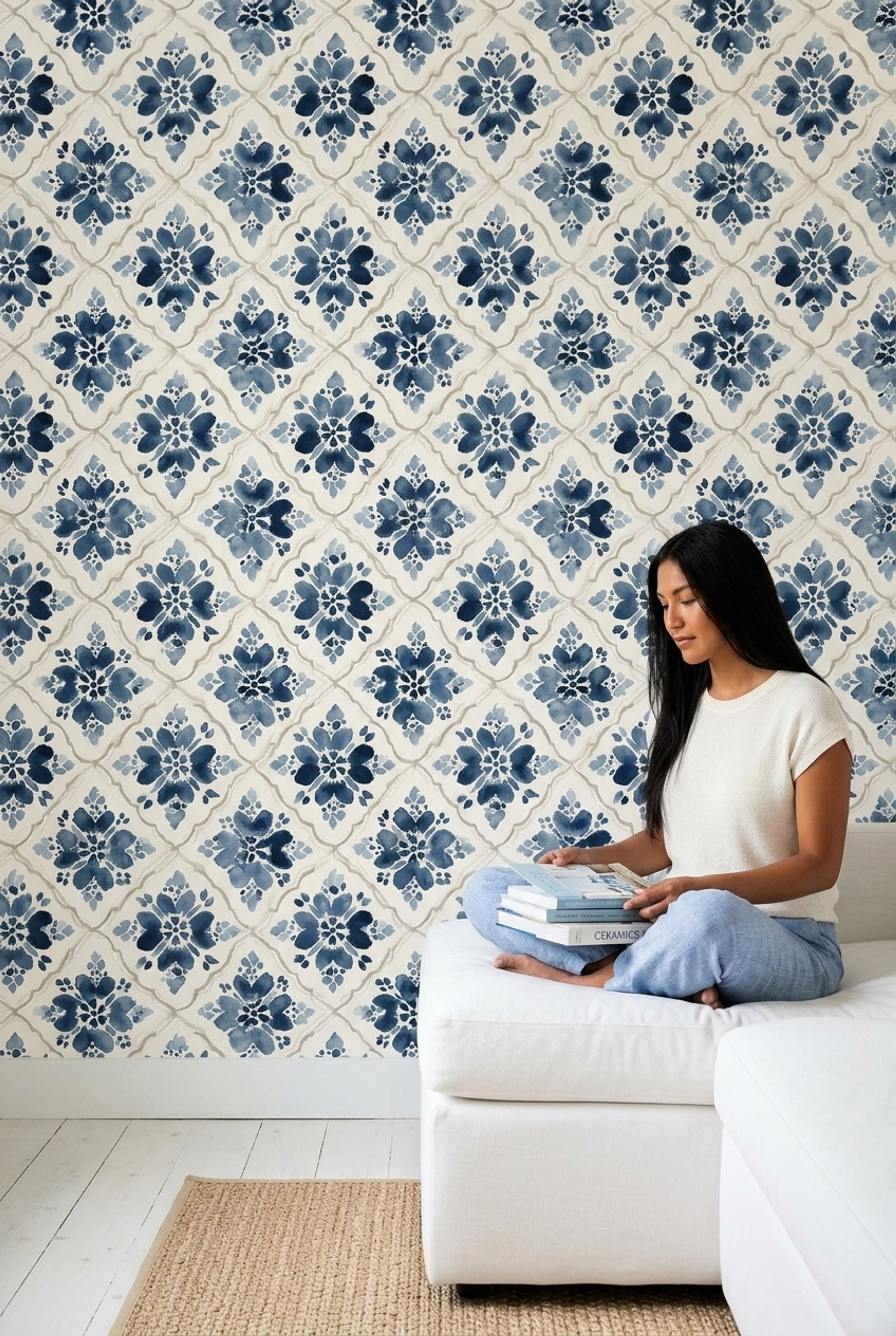 Paper Texture Wallpaper Watercolor Removable Floral Wall Double Roll