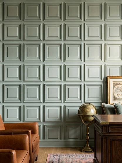 3D Wall Panel Wallpaper Raised Molding Coffered Squares Decorative Mural