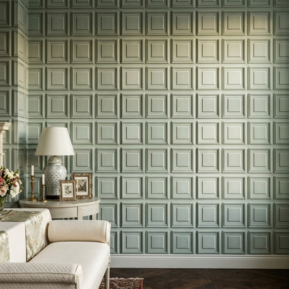 3D Wall Panel Wallpaper Raised Molding Coffered Squares Decorative Mural