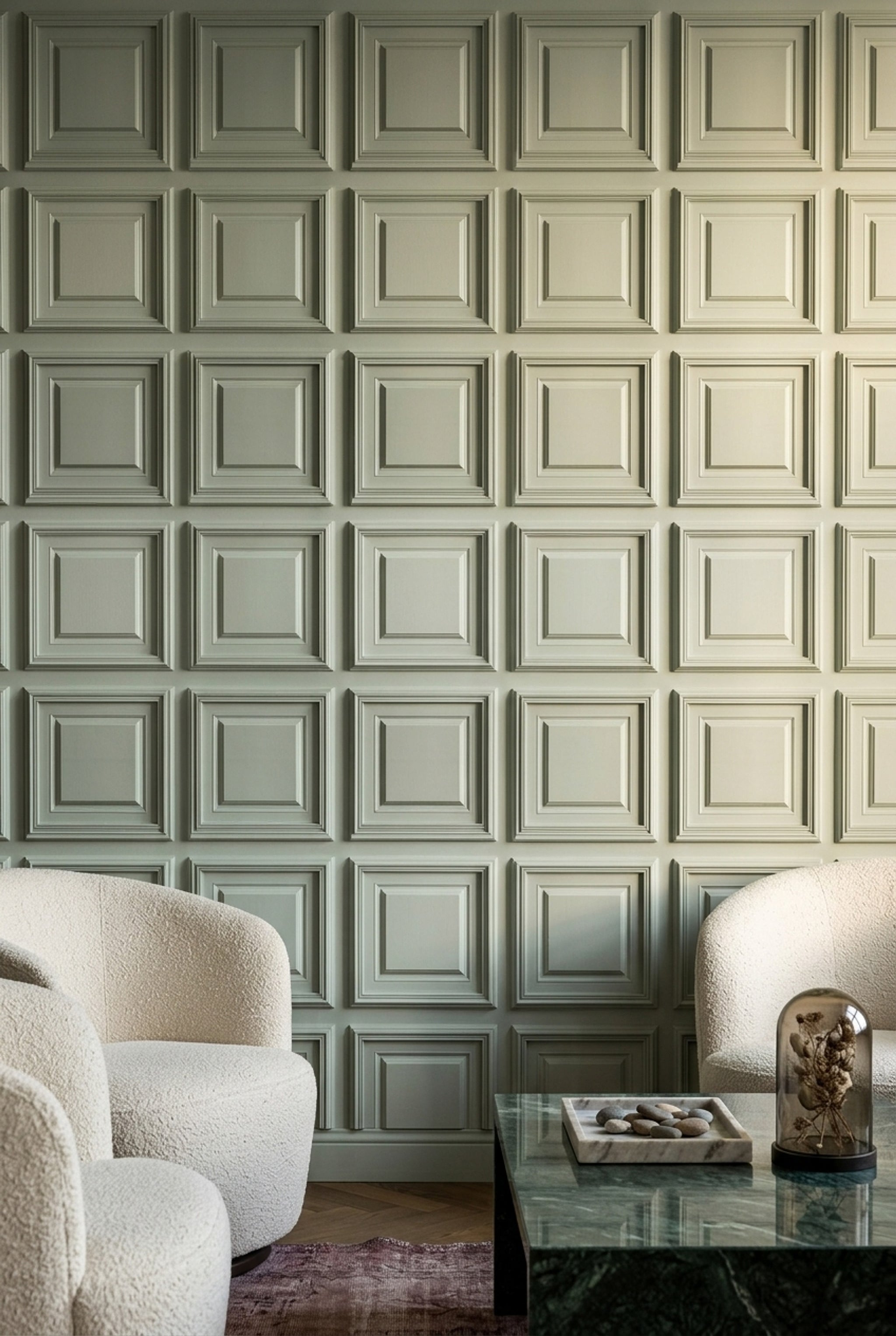 3D Wall Panel Wallpaper Raised Molding Coffered Squares Decorative Mural