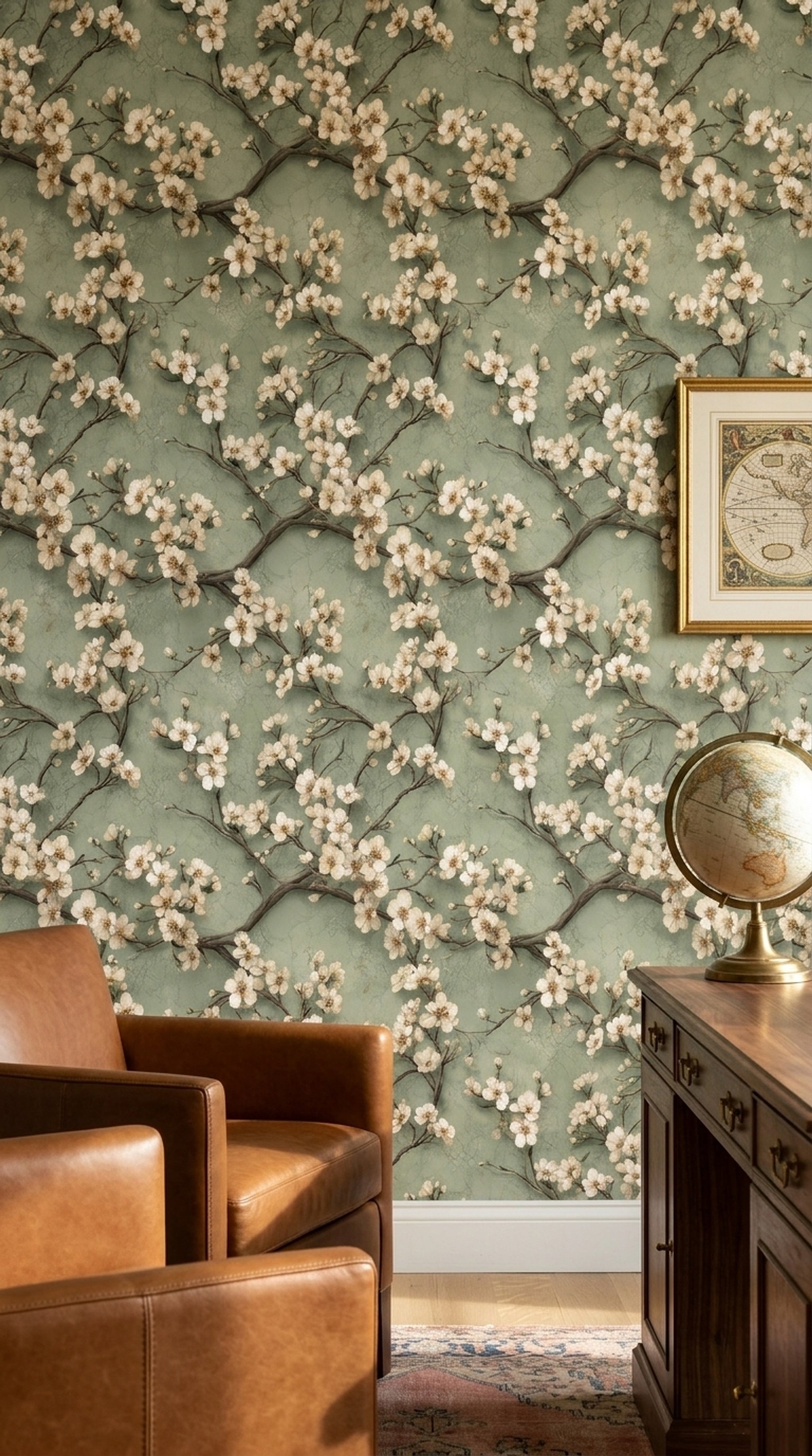 Background White Wallpaper Muted Green Removable Wall Double Roll