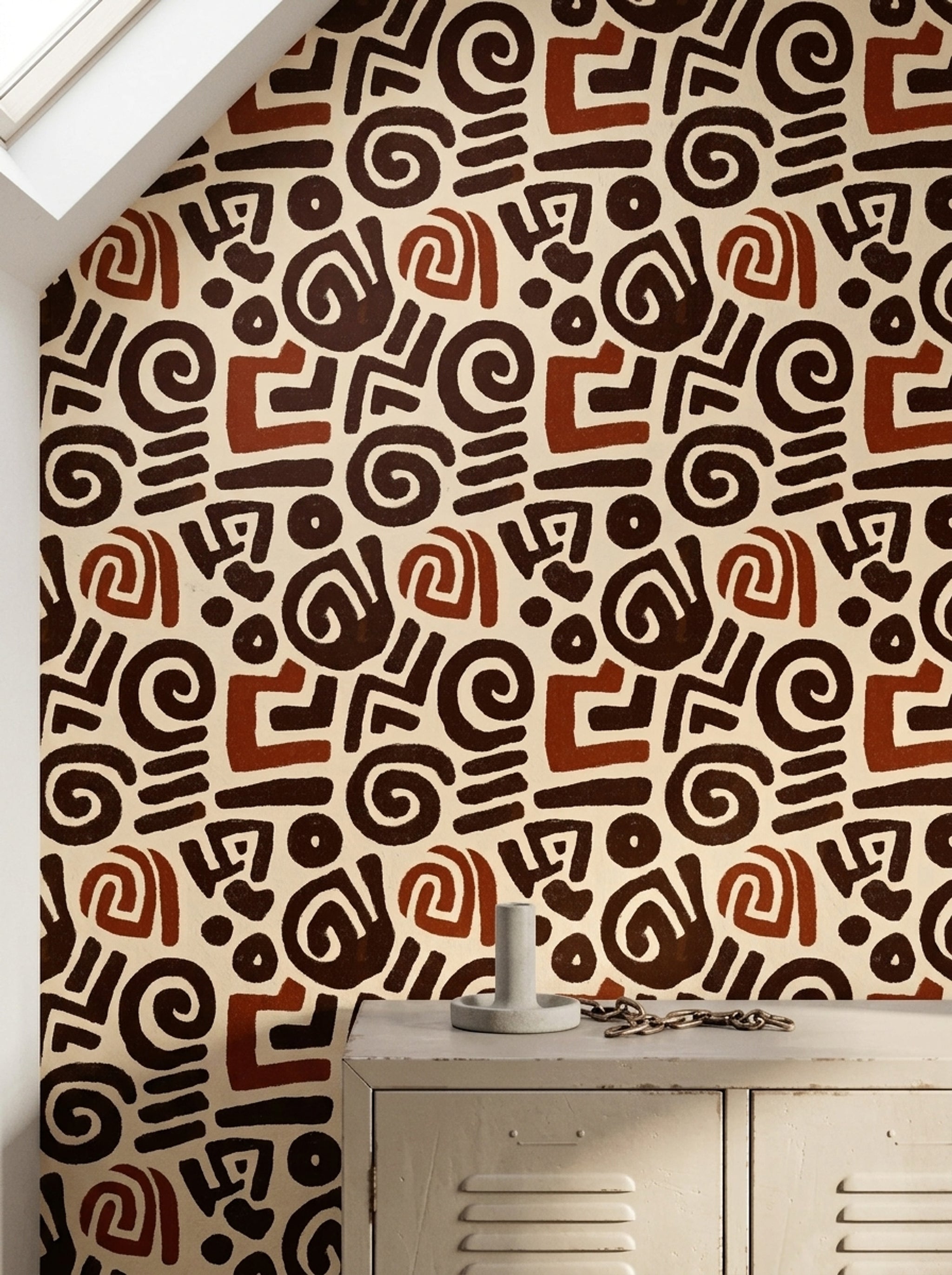 Tribal Inspired Wallpaper Boho Beige Background Decorative Mural