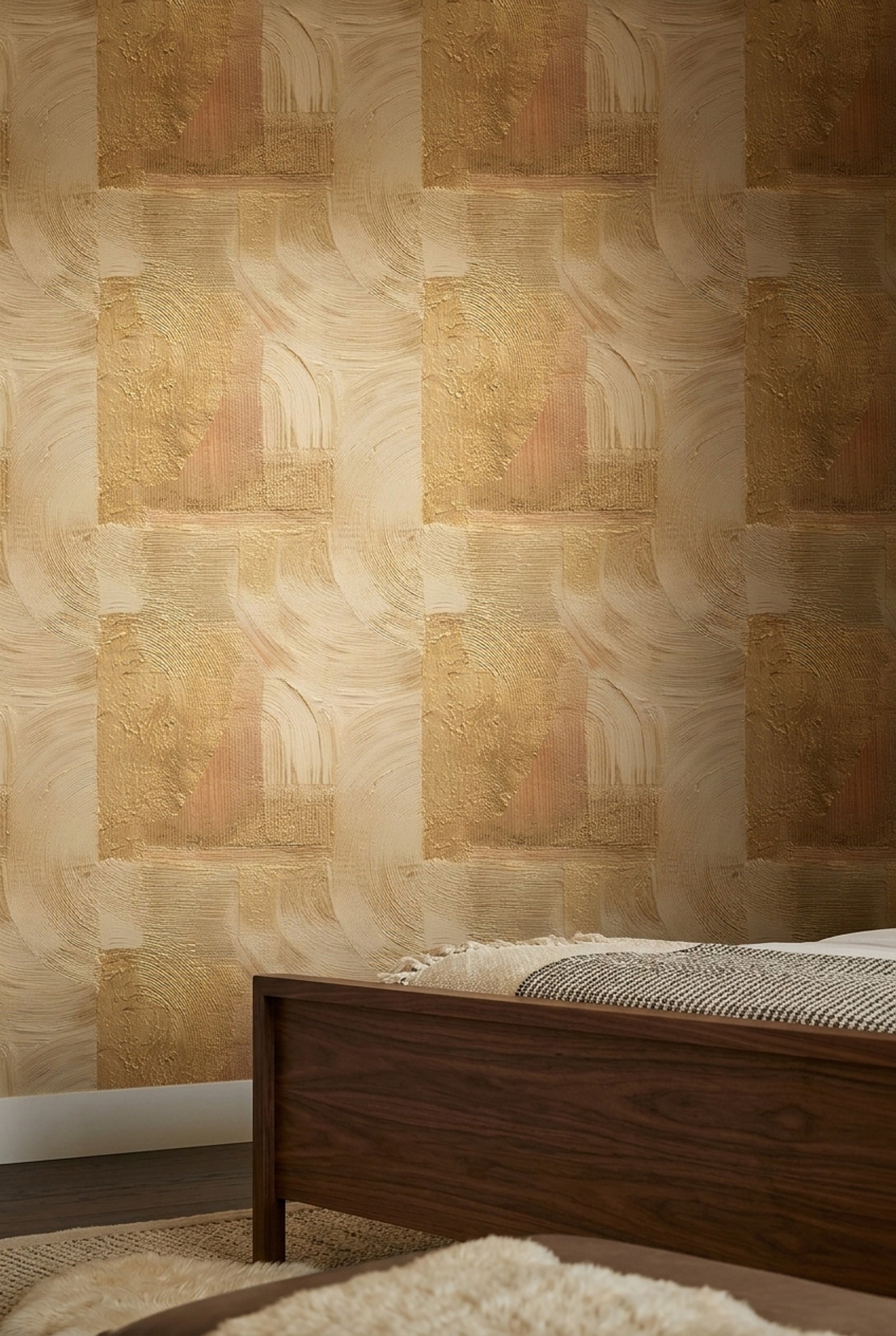 Impasto Wallpaper Textured Removable Geometric Blocks Wall Double Roll