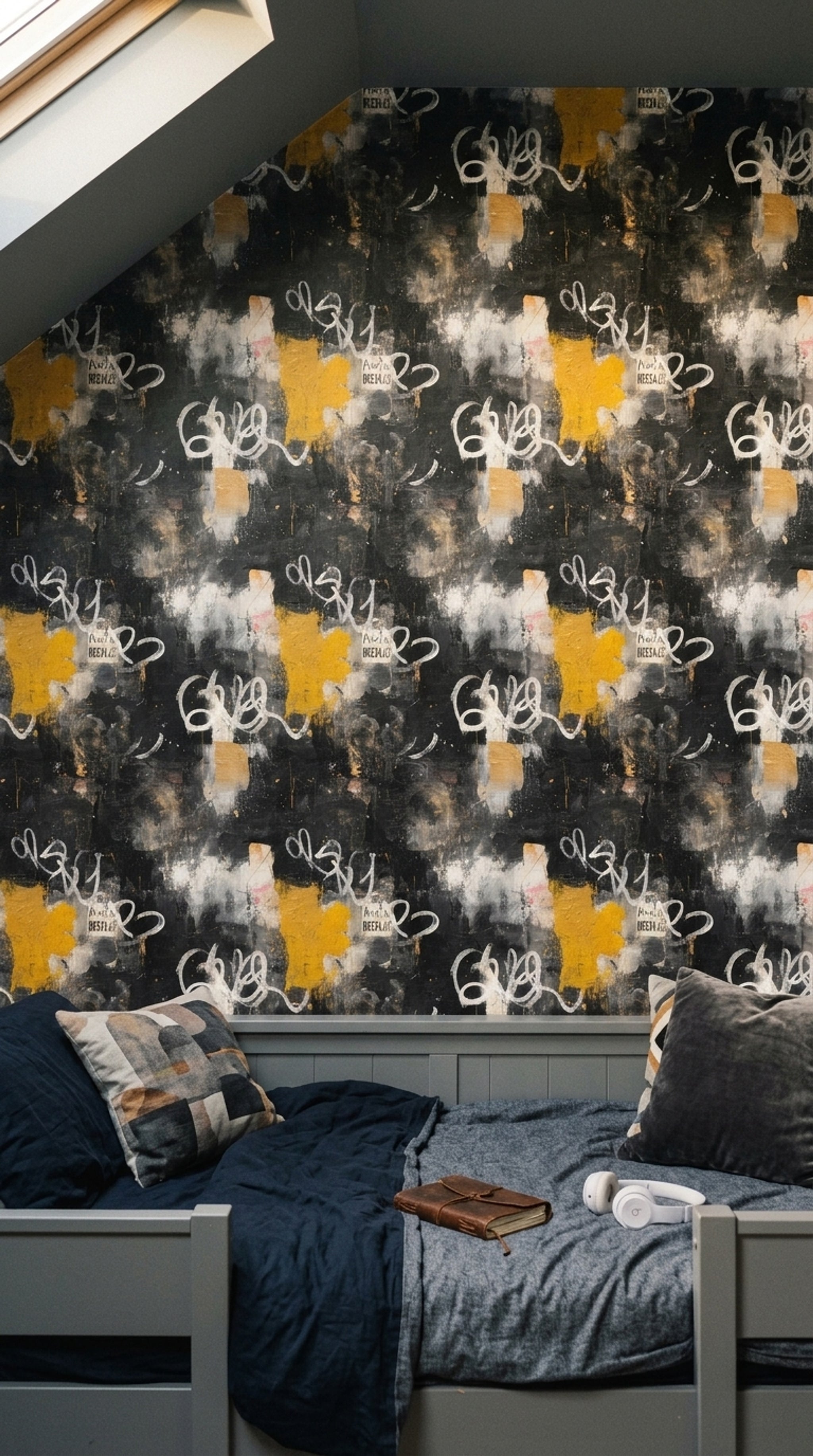 Graffiti Wallpaper Dark Removable Abstract Wall Double Roll