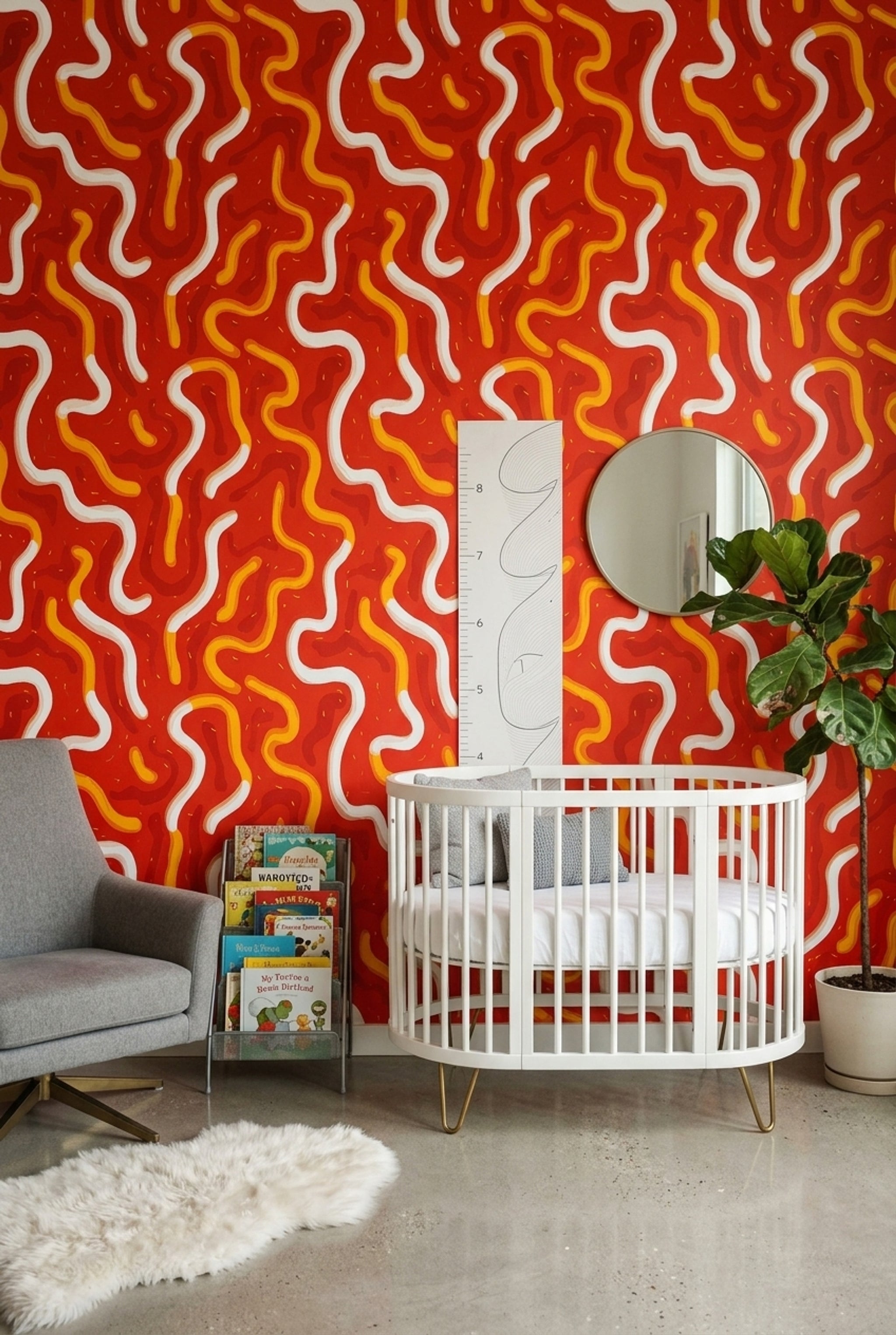 Abstract Wallpaper Wavy Lines Modern Graphic Decorative Mural