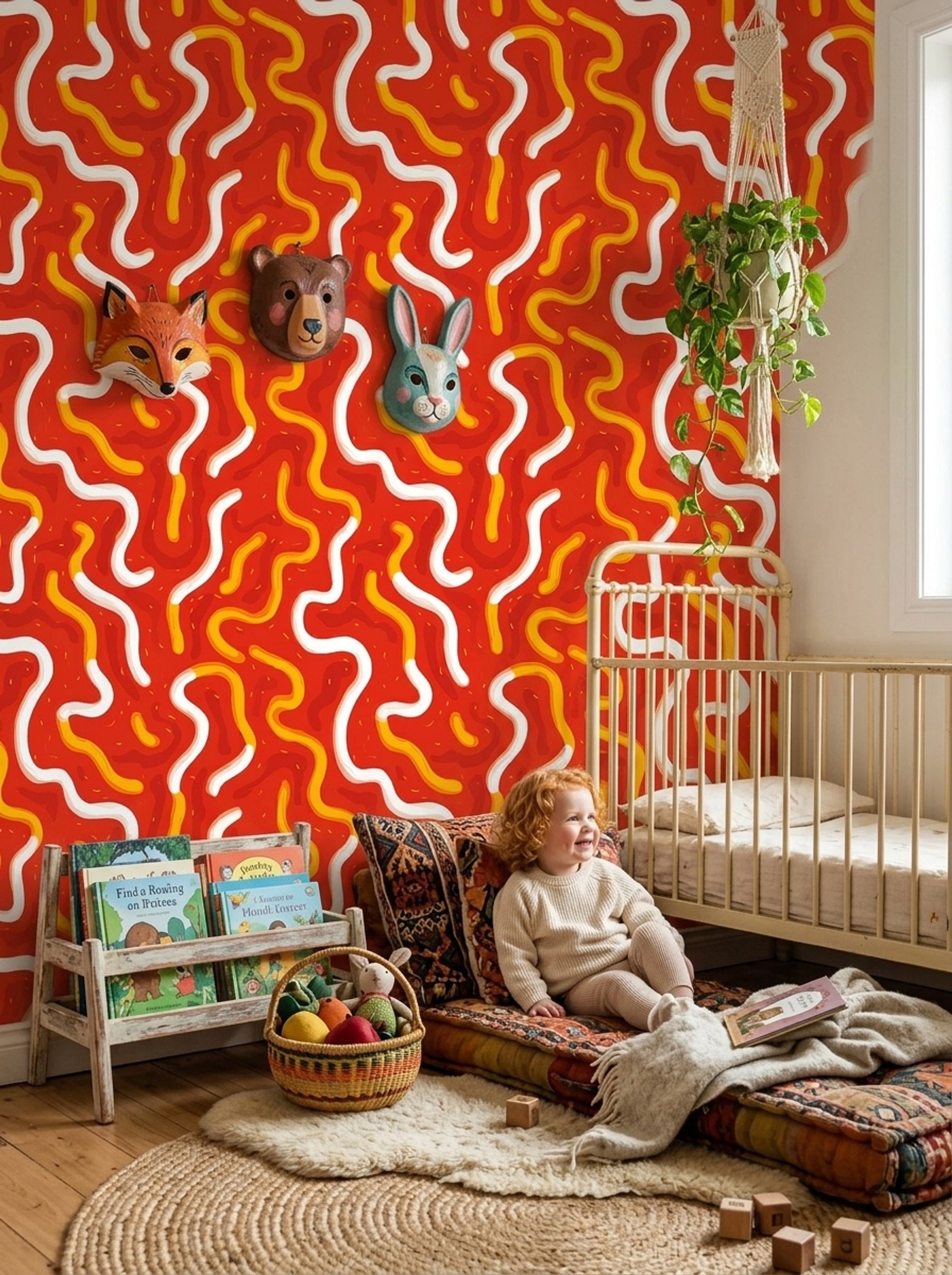 Abstract Wallpaper Wavy Lines Modern Graphic Decorative Mural