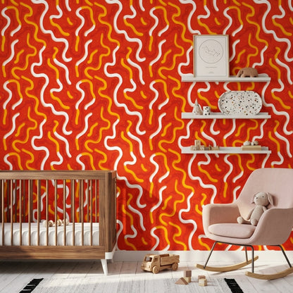 Abstract Wallpaper Wavy Lines Modern Graphic Decorative Mural