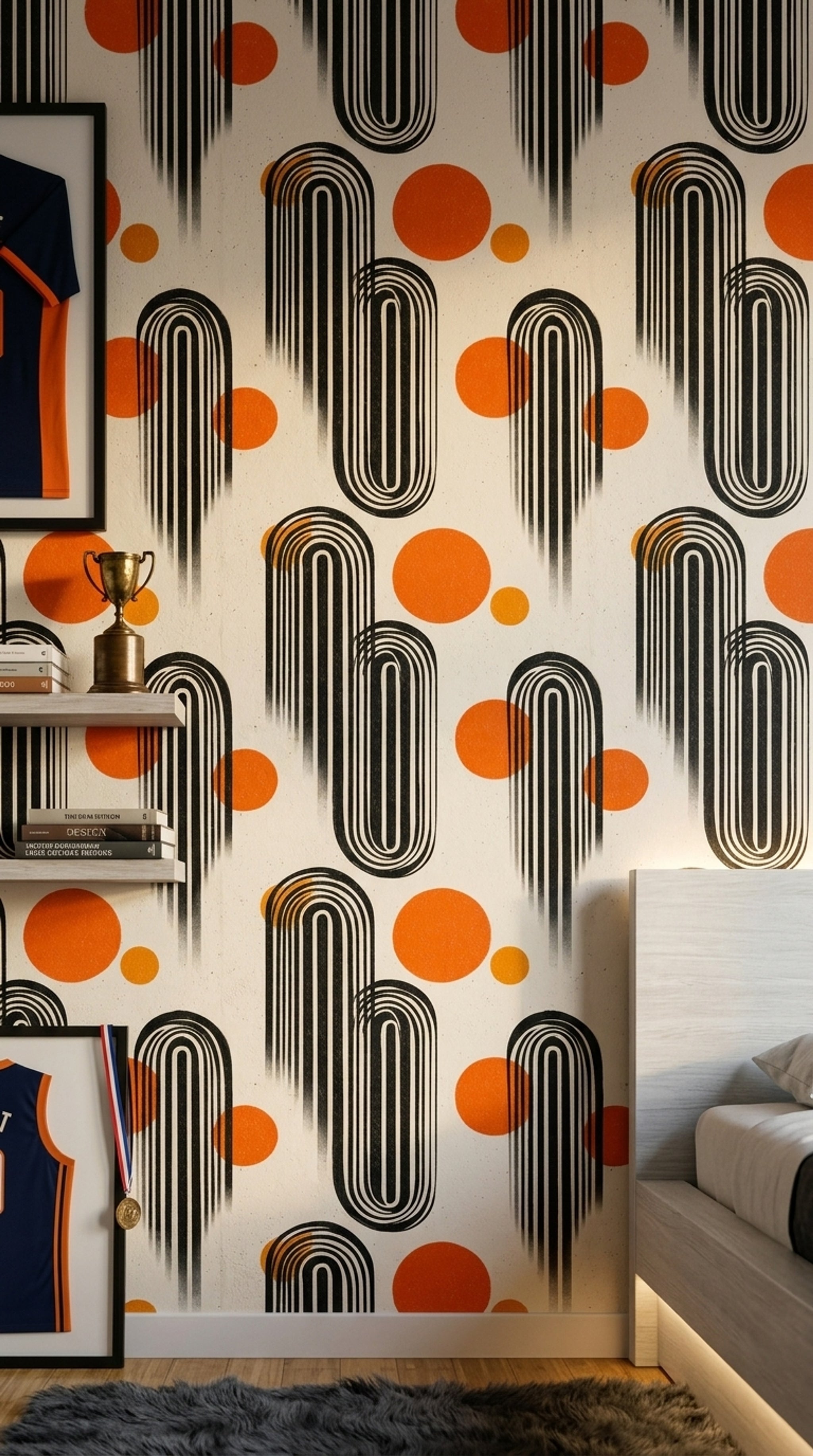 Mid Century Modern Wallpaper Retro Modern Removable Geometric Wall Double Roll