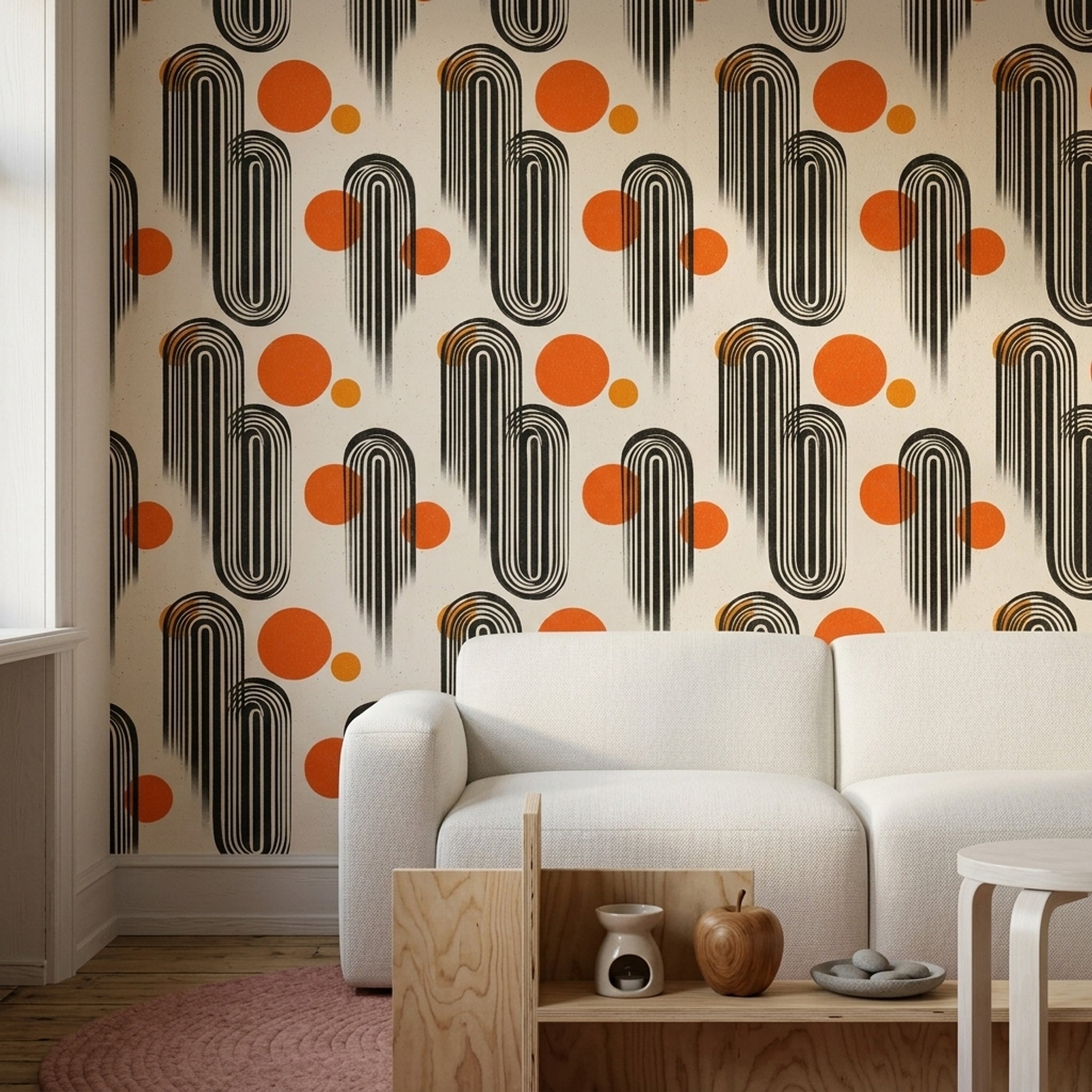 Mid Century Modern Wallpaper Retro Modern Removable Geometric Wall Double Roll
