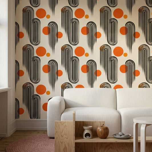 Mid Century Modern Wallpaper Retro Modern Removable Geometric Wall Double Roll