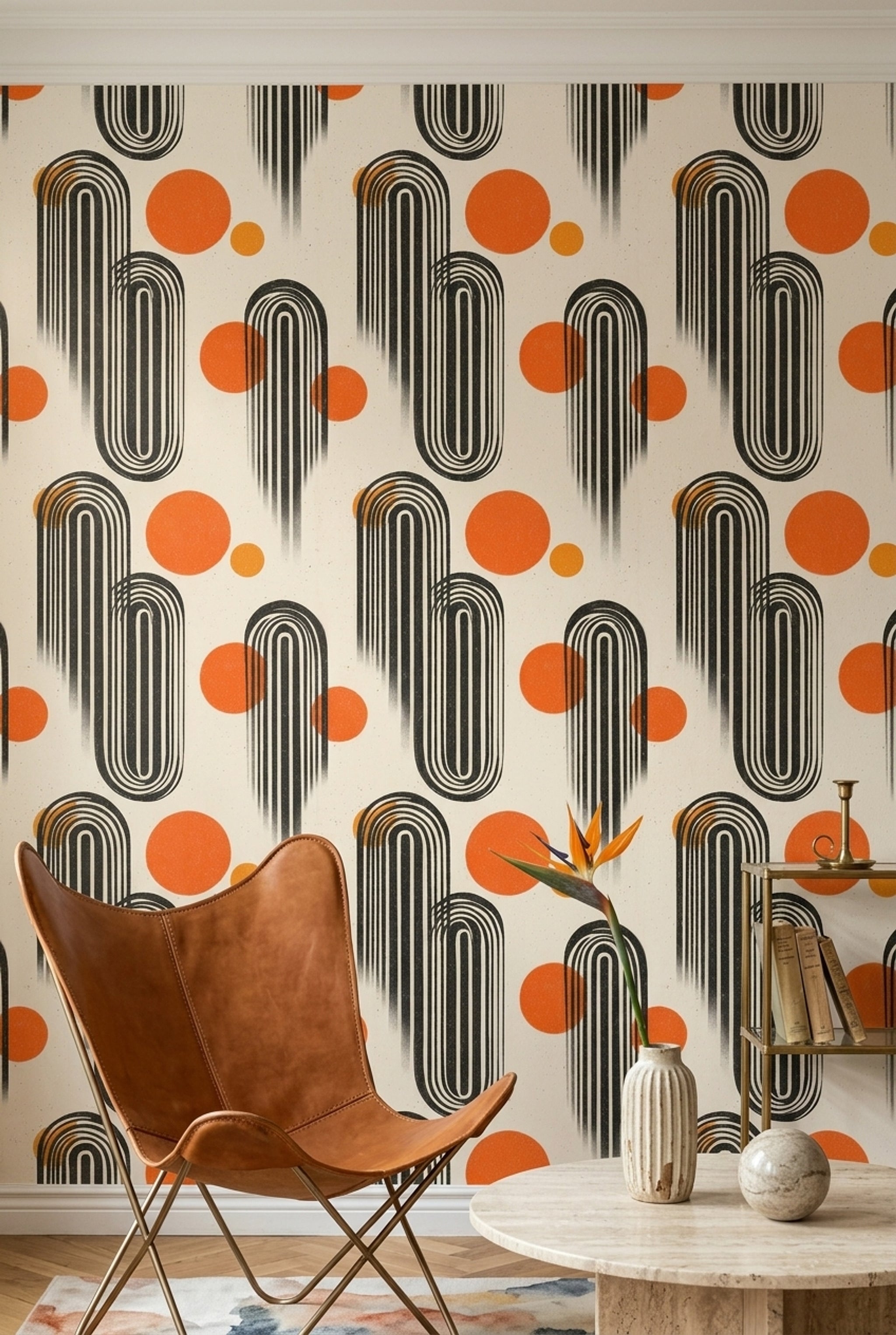 Mid Century Modern Wallpaper Retro Modern Removable Geometric Wall Double Roll