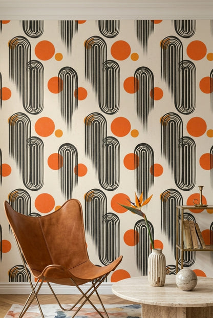 Mid Century Modern Wallpaper Retro Modern Removable Geometric Wall Double Roll