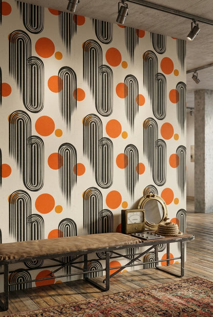 Mid Century Modern Wallpaper Retro Modern Removable Geometric Wall Double Roll
