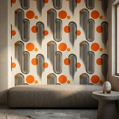 Mid Century Modern Wallpaper Retro Modern Removable Geometric Wall Double Roll