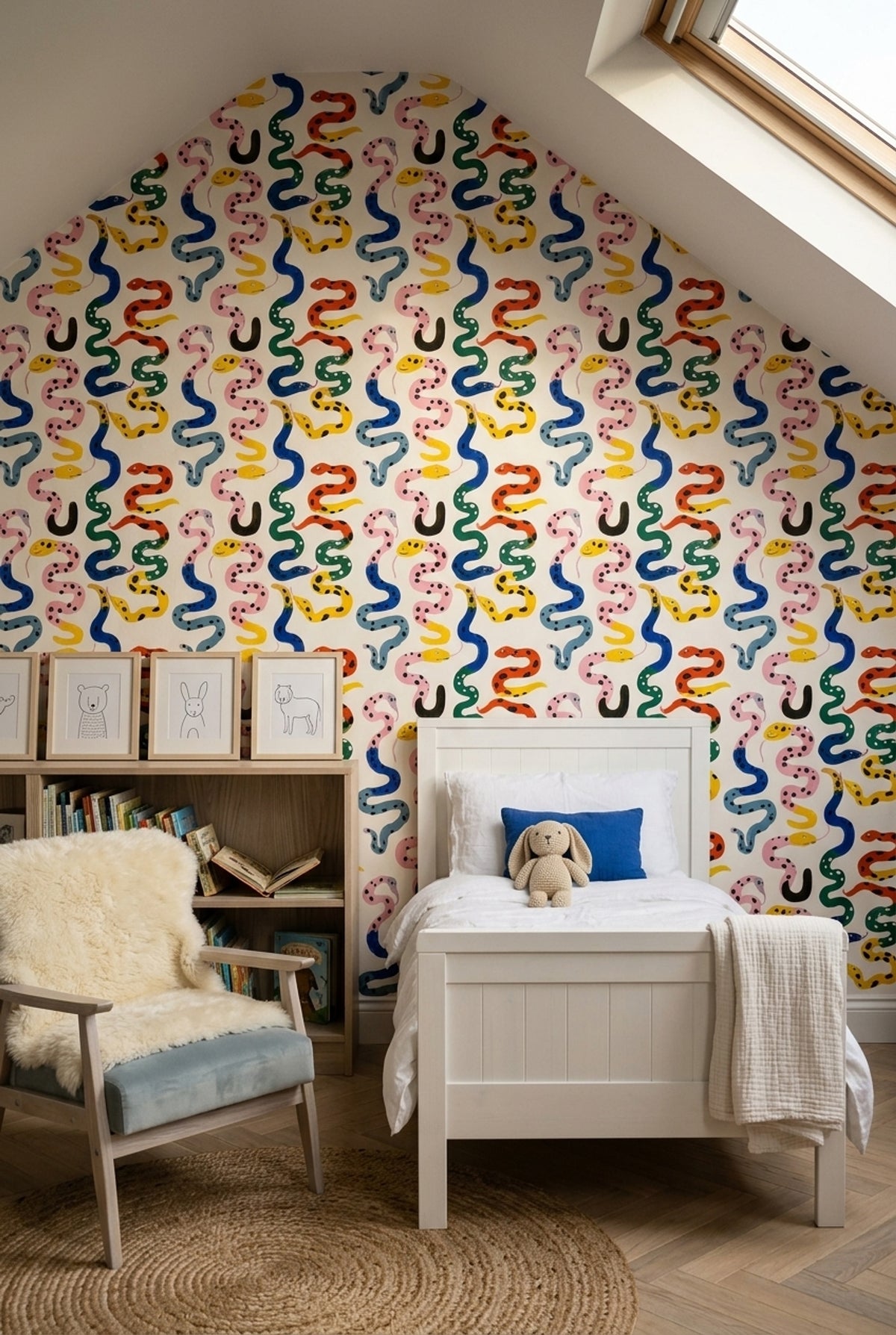 Colorful Snakes Wallpaper Whimsical Animal Pattern Abstract Spotted Serpents Removable Wall Decor