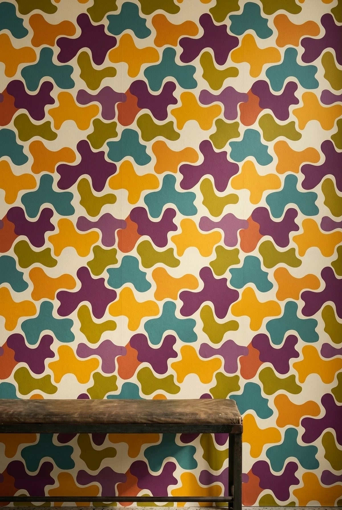 Mid Century Modern Wallpaper Retro Color Block Removable Wall Decor