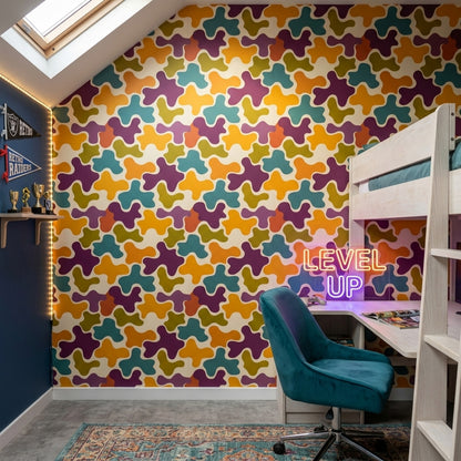 Mid Century Modern Wallpaper Retro Color Block Removable Wall Decor