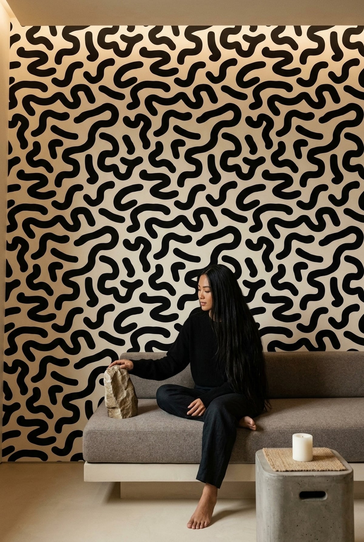 Abstract Pattern Wallpaper Organic Lines Modern Decorative Mural