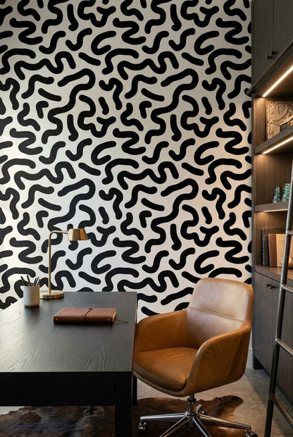 Abstract Pattern Wallpaper Organic Lines Modern Decorative Mural