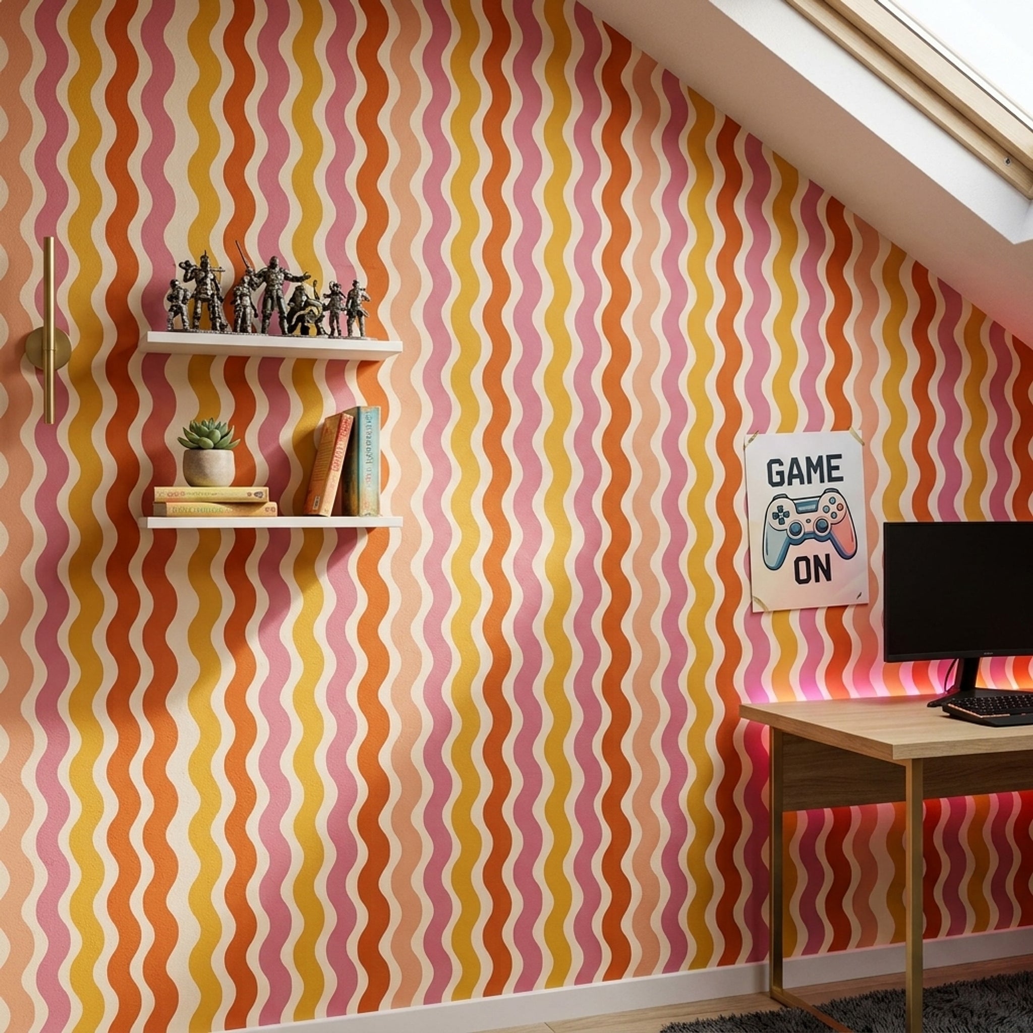 Mid Century Modern Wallpaper Retro Removable Geometric Wall Double Roll