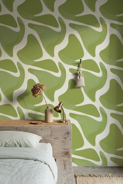 Organic Shapes Wallpaper Abstract Removable Green Wall Double Roll