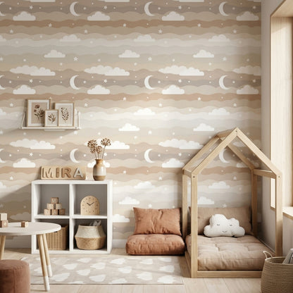 Neutral Sky Wallpaper Clouds Removable Stars Wall Double Roll