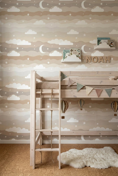 Neutral Sky Wallpaper Clouds Removable Stars Wall Double Roll