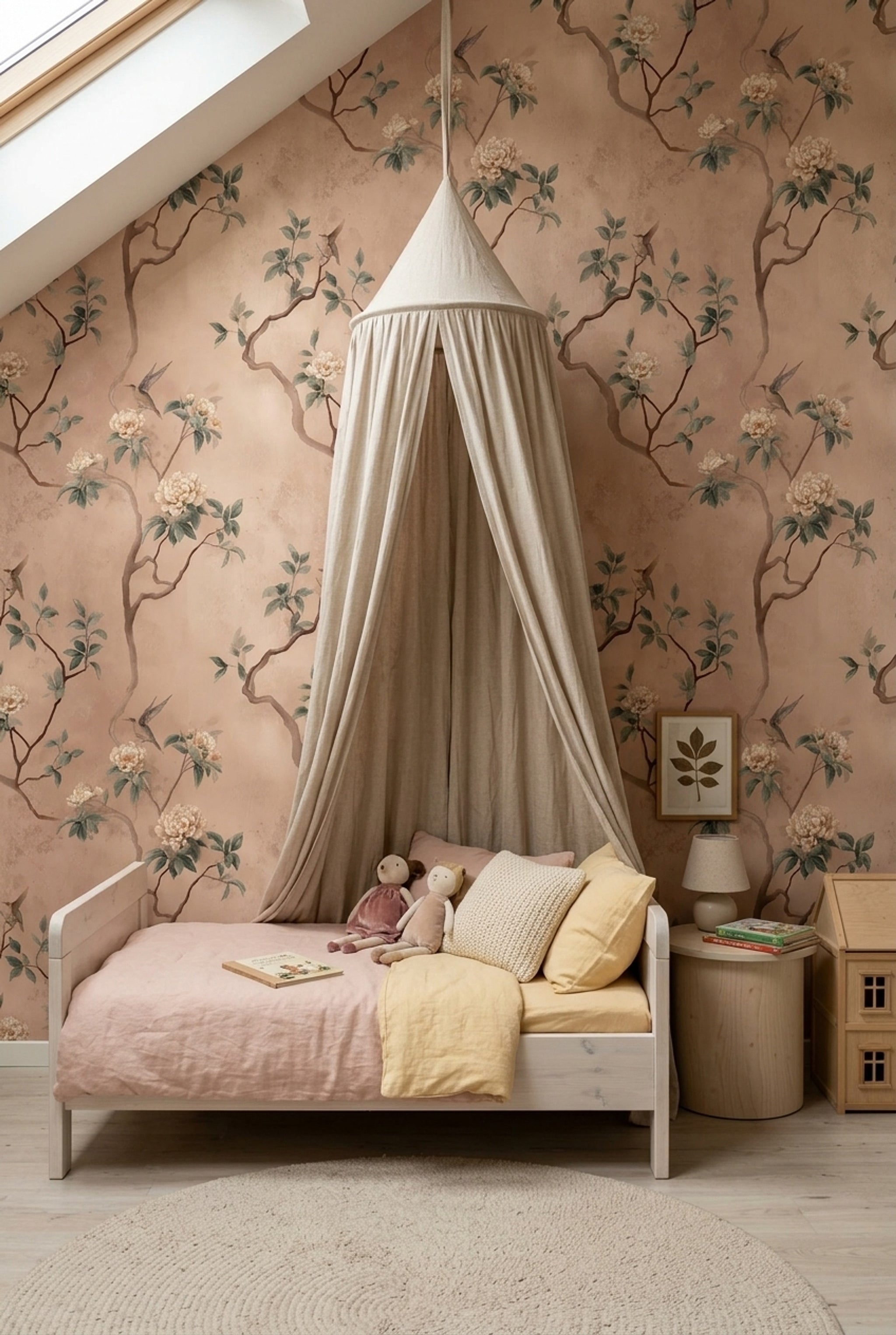 Watercolor Texture Wallpaper Pastel Floral Removable Bird Branch Wall Double Roll