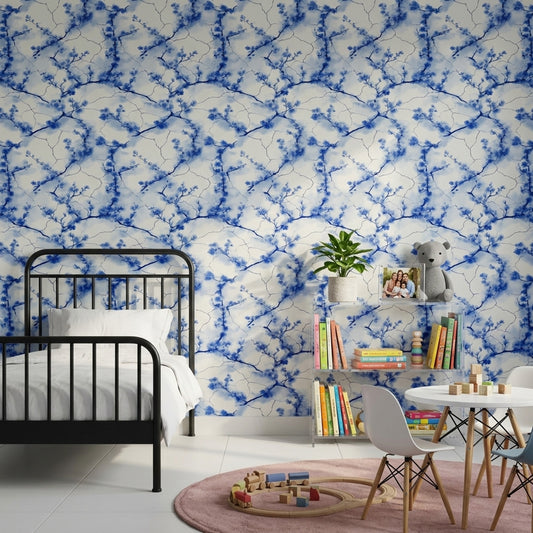 White Background Wallpaper Minimal Floral Decorative Mural