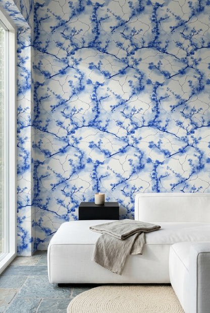 White Background Wallpaper Minimal Floral Decorative Mural