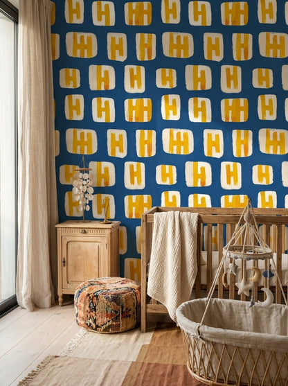 Abstract Wallpaper Geometric Shapes Dark Navy Background Decorative Mural