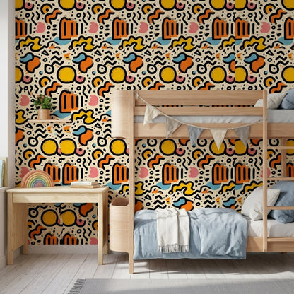 Memphis Style Wallpaper Abstract Removable Modern Wall Double Roll