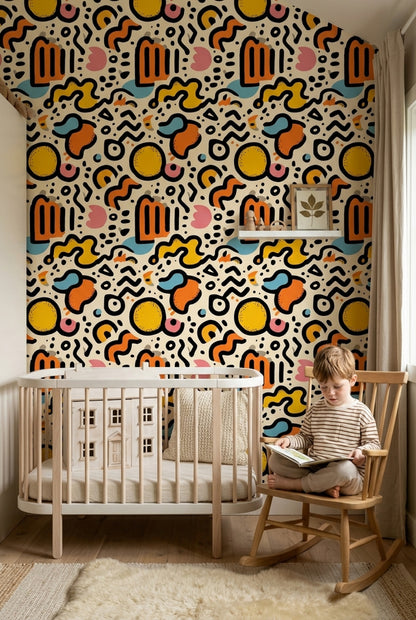 Memphis Style Wallpaper Abstract Removable Modern Wall Double Roll