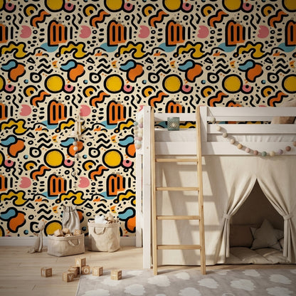 Memphis Style Wallpaper Abstract Removable Modern Wall Double Roll