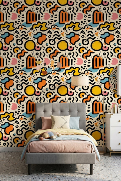 Memphis Style Wallpaper Abstract Removable Modern Wall Double Roll