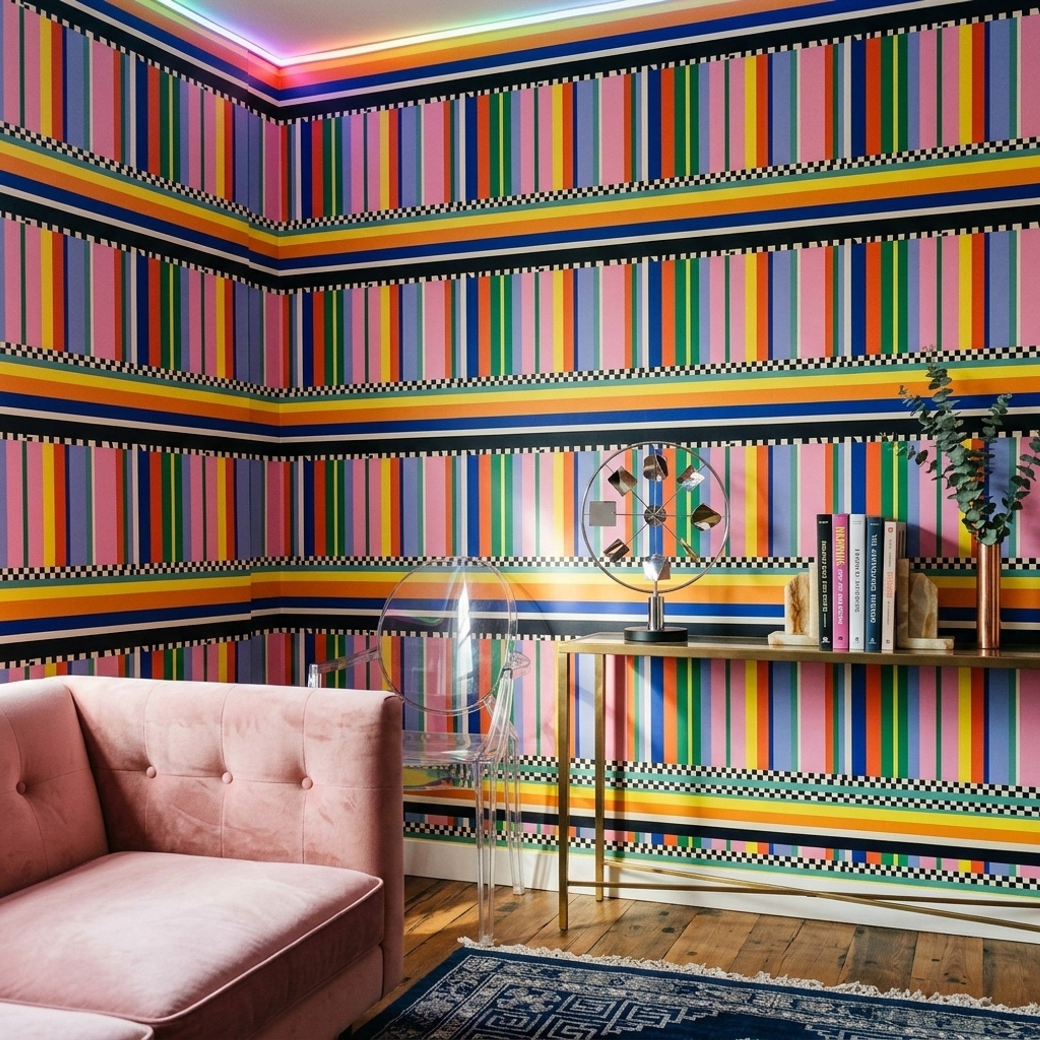 Color Block Wallpaper Geometric Striped Removable Wall Decor