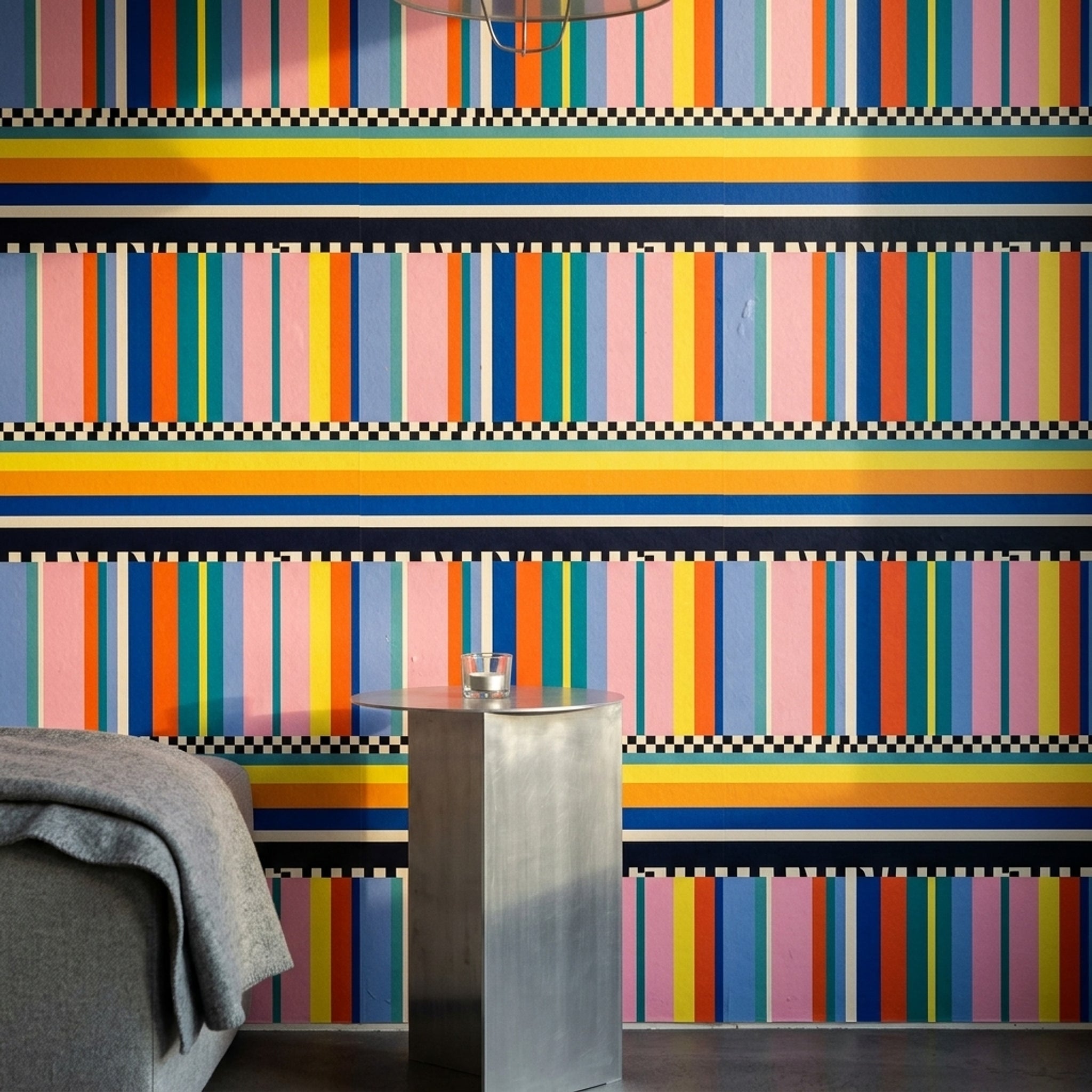 Color Block Wallpaper Geometric Striped Removable Wall Decor