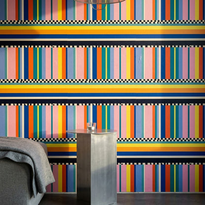 Color Block Wallpaper Geometric Striped Removable Wall Decor