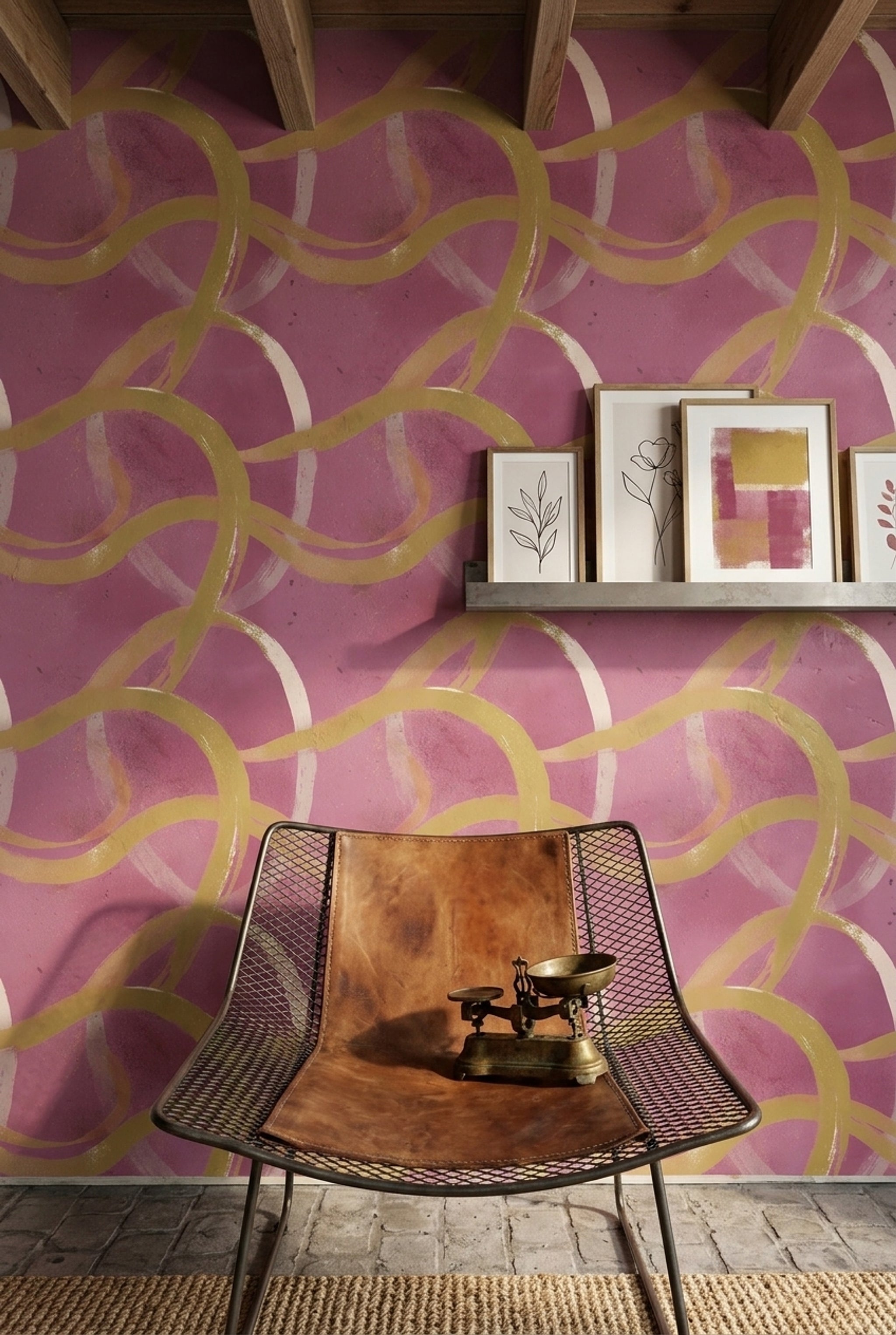 Abstract Wallpaper Modern Removable Pink Background Wall Double Roll
