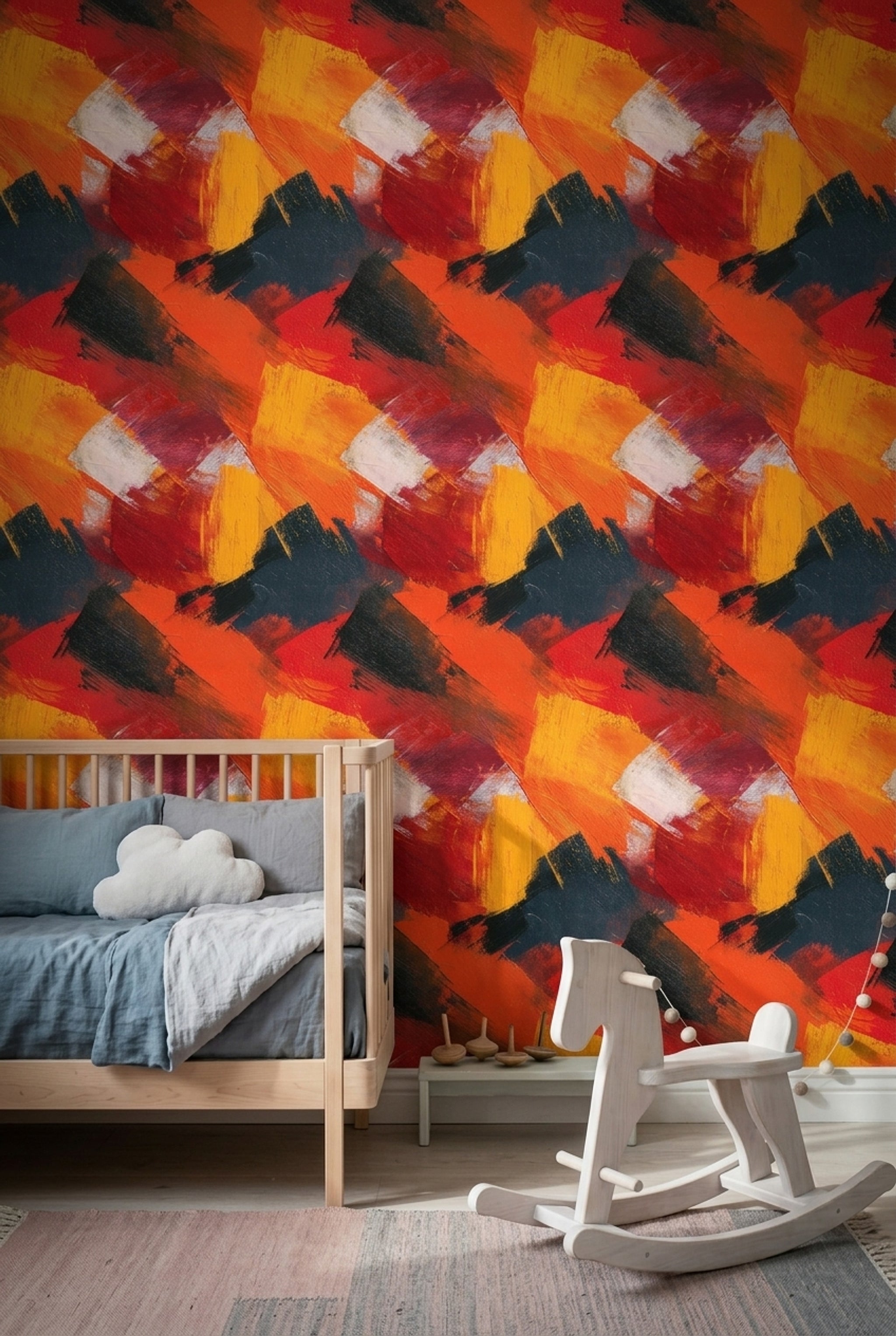 Bold Brushstrokes Wallpaper Textured Paint Removable Geometric Blocks Wall Double Roll