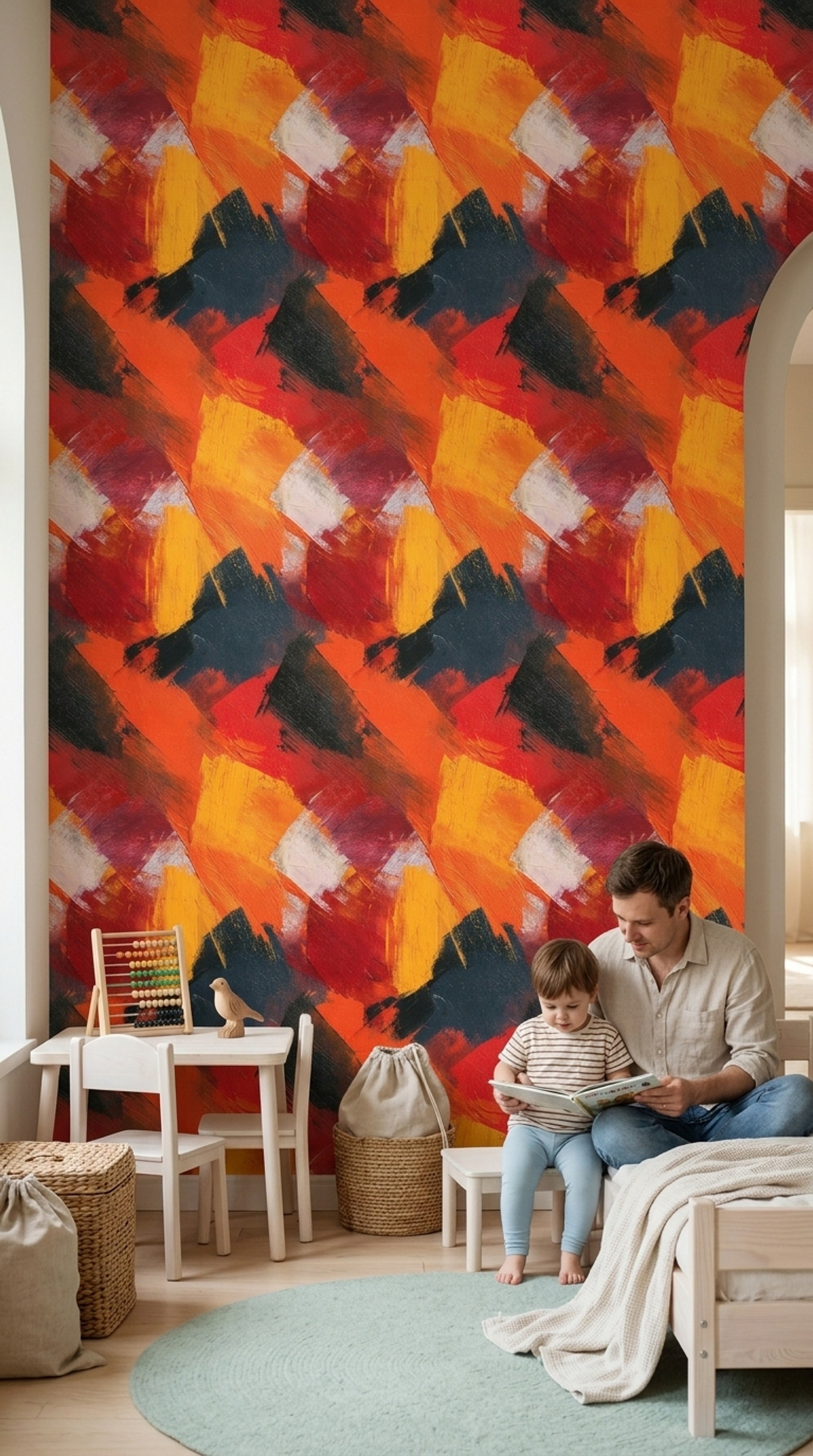 Bold Brushstrokes Wallpaper Textured Paint Removable Geometric Blocks Wall Double Roll