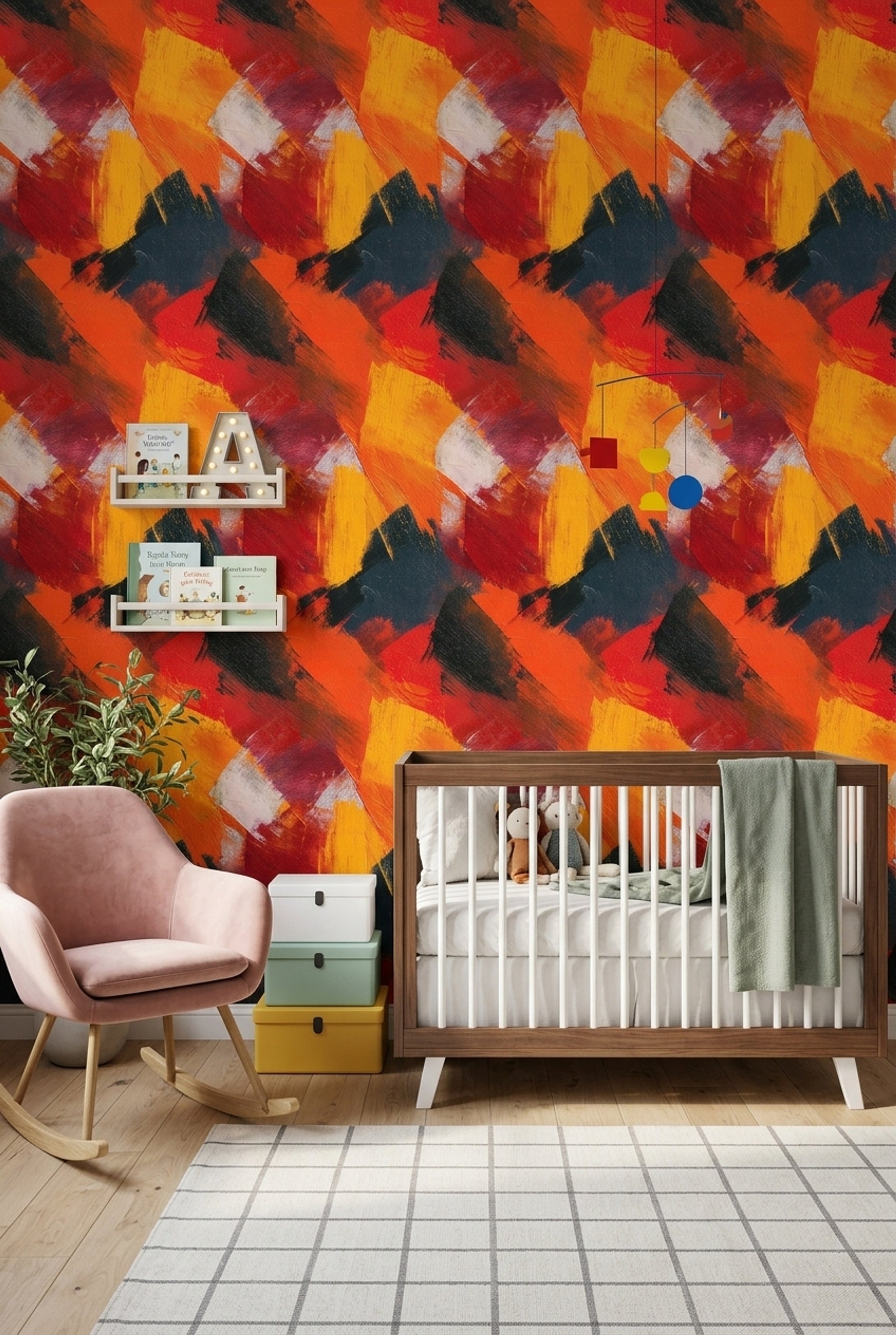 Bold Brushstrokes Wallpaper Textured Paint Removable Geometric Blocks Wall Double Roll