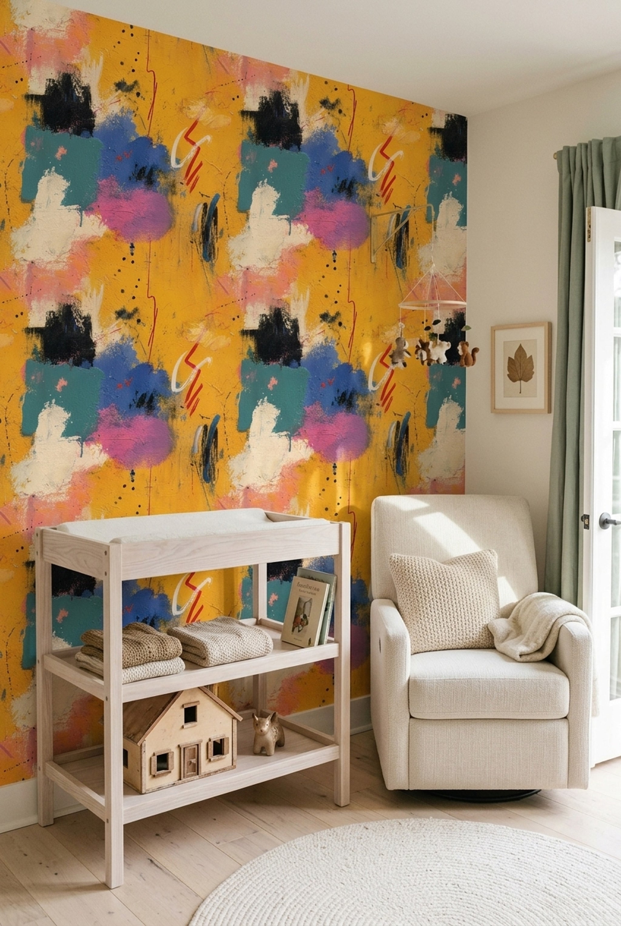 Mustard Yellow Wallpaper Textured Paint Color Blocks Removable Wall Decor