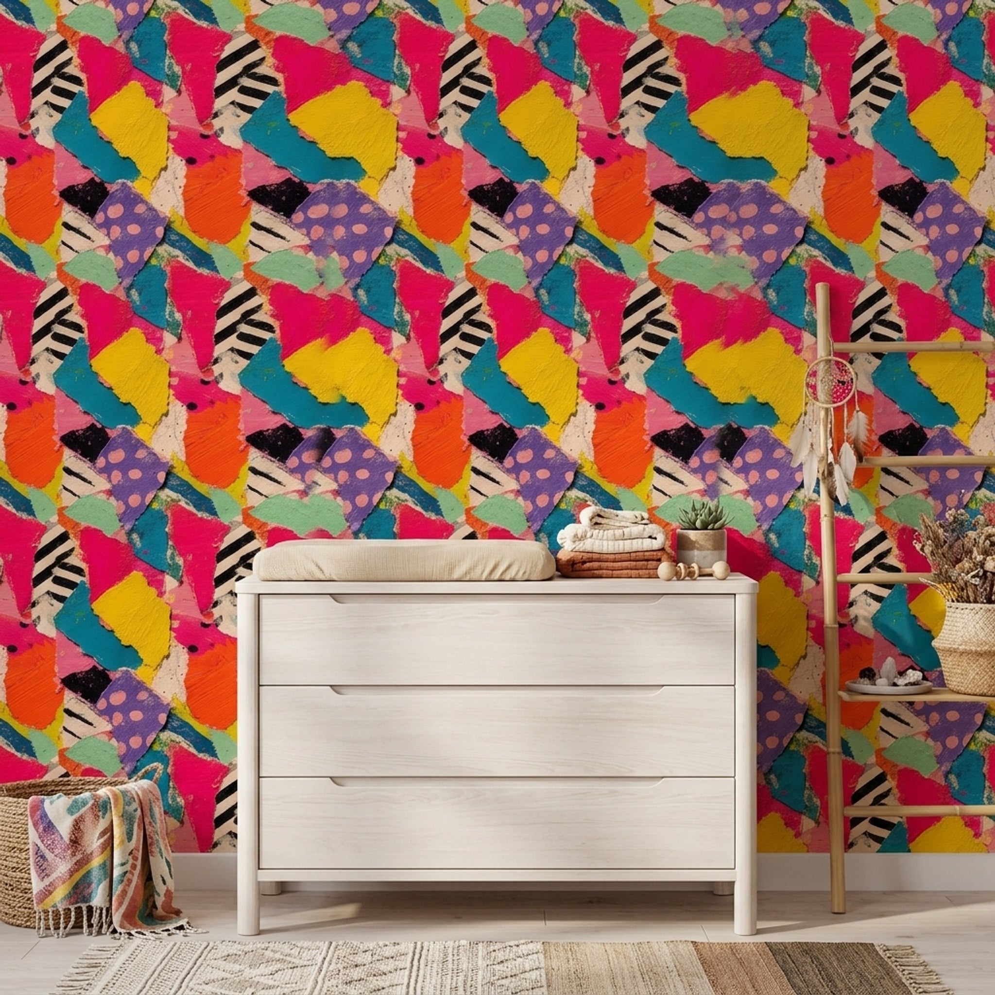 Paper Texture Wallpaper Collage Abstract Removable Wall Decor