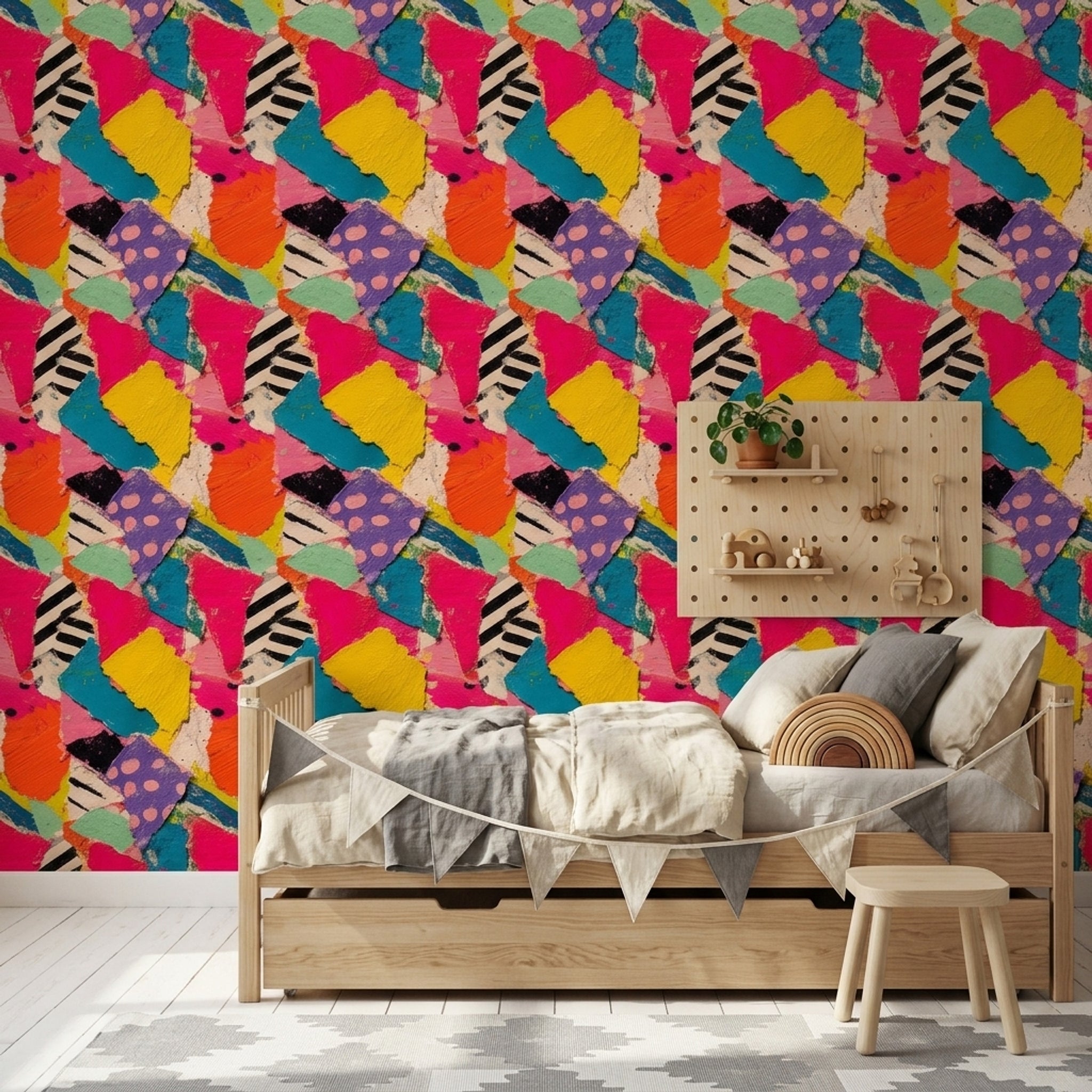 Paper Texture Wallpaper Collage Abstract Removable Wall Decor