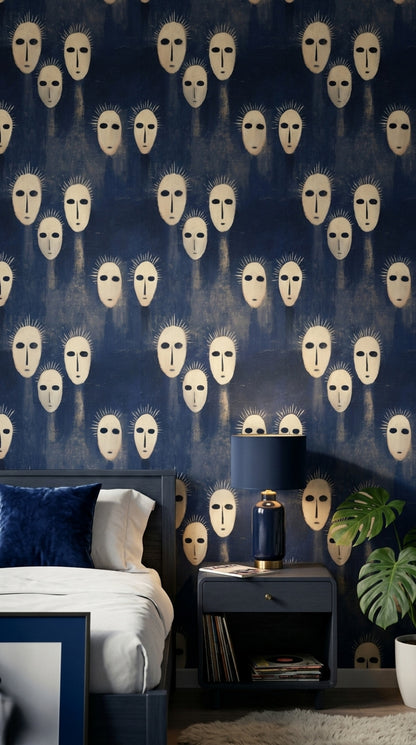 Totem Wallpaper Tribal Mask Decorative Mural