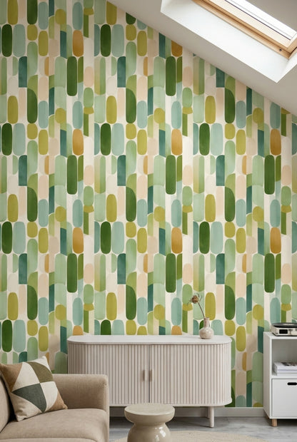 Mid Century Modern Wallpaper Retro Geometric Removable Wall Decor