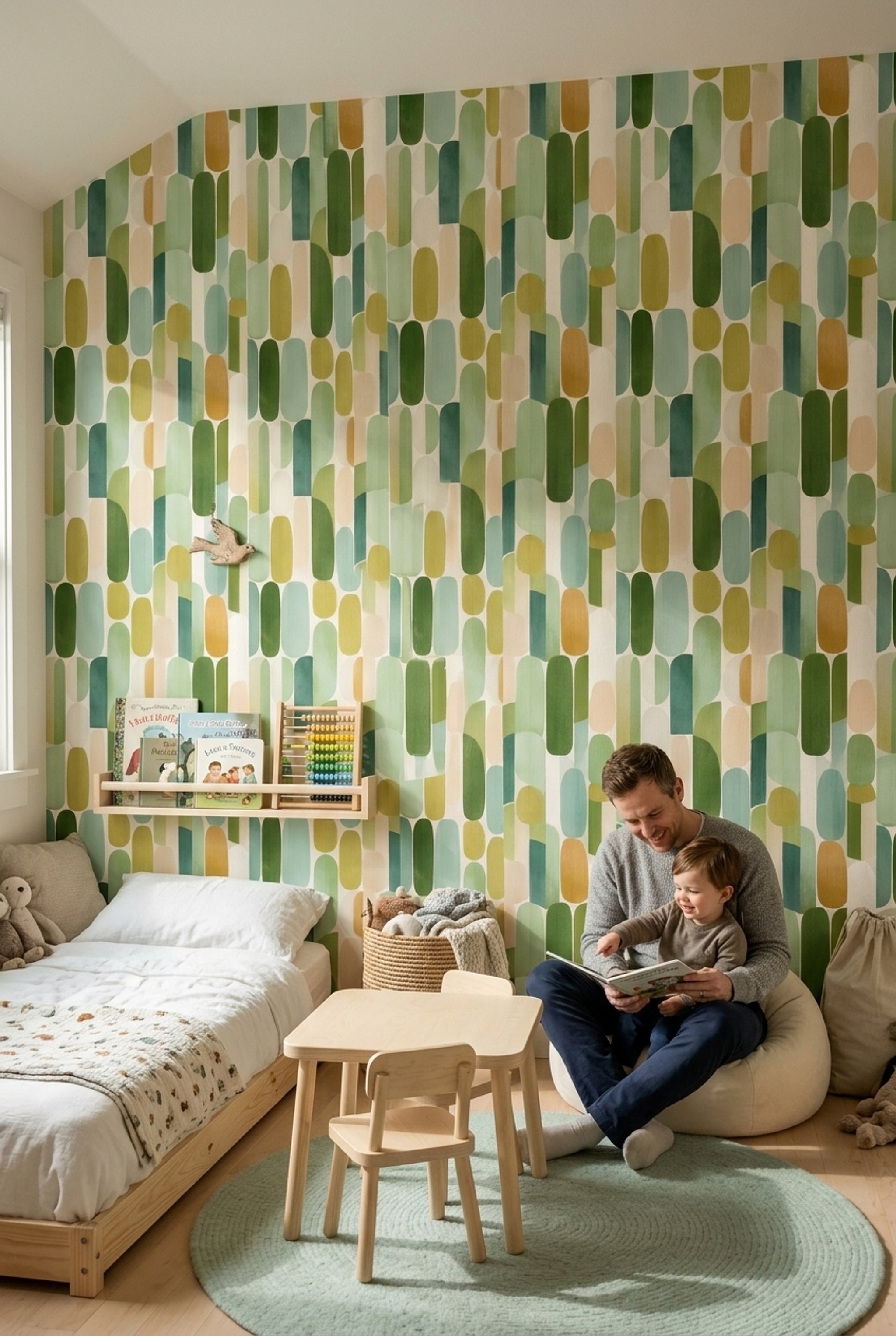 Mid Century Modern Wallpaper Retro Geometric Removable Wall Decor